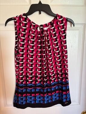 Calvin Klein Pink, Blue & Black Geometric Sleeveless Camisole